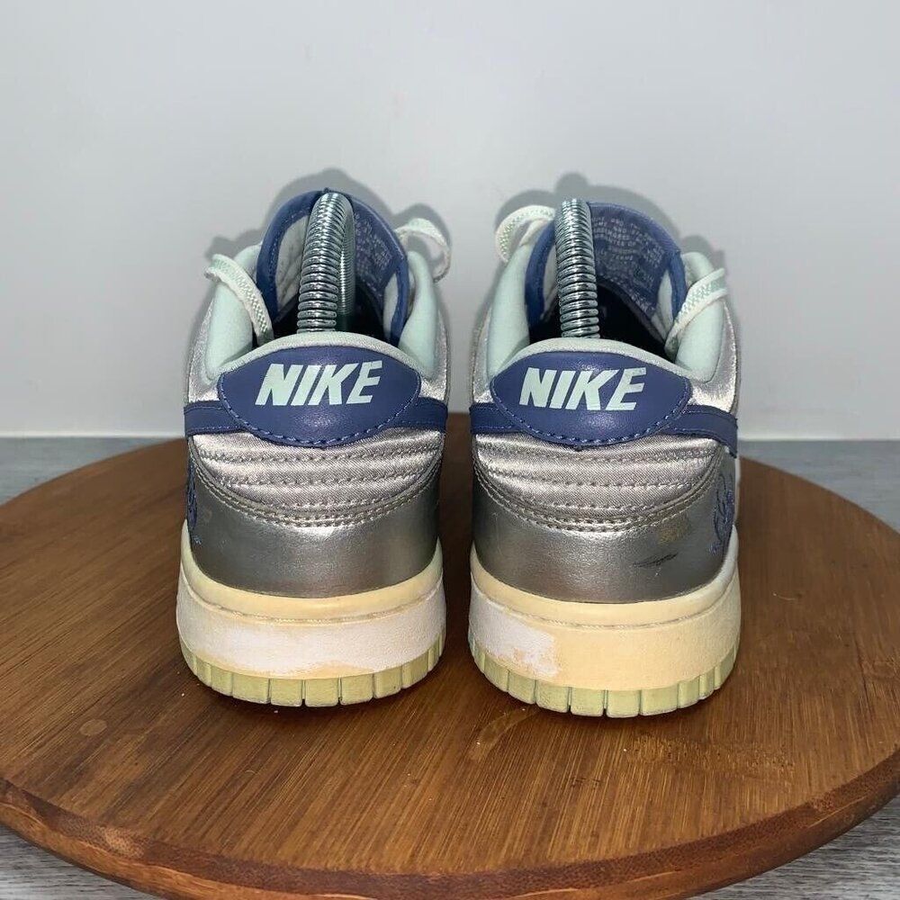 NIKE Dunk Low Floral Shoes GS 6Y Womens 7.5 309601-042 Metallic Silver Blue Moon - Picture 5 of 16